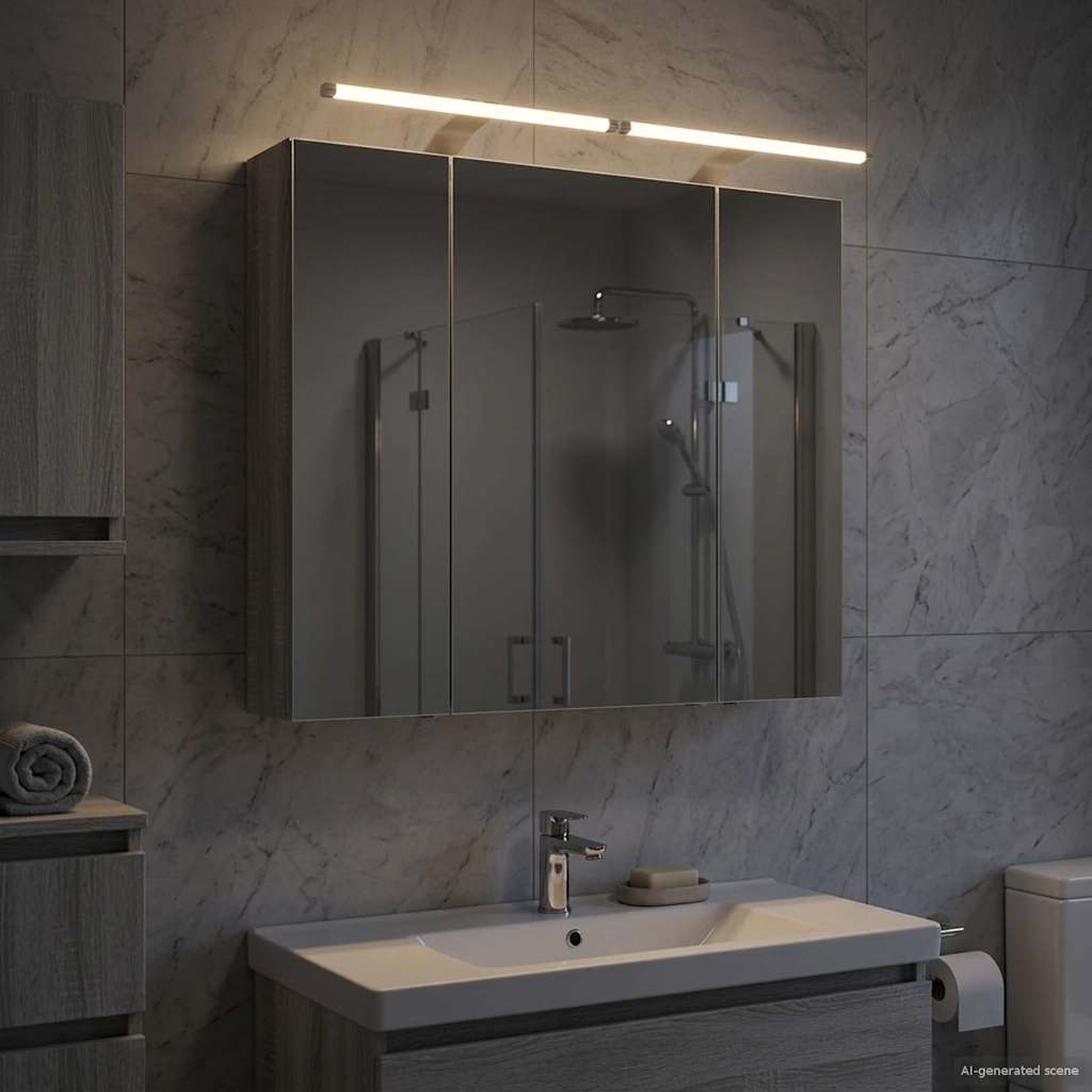 vidaXL Bathroom Mirror Cabinet with Door Grey Sonoma 80 x 14.5 x 70 cm