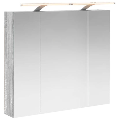 vidaXL Bathroom Mirror Cabinet with Door Grey Sonoma 80 x 14.5 x 70 cm