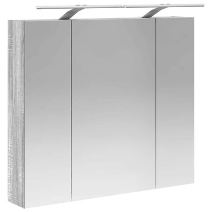 vidaXL Bathroom Mirror Cabinet with Door Grey Sonoma 80 x 14.5 x 70 cm