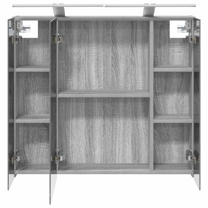 vidaXL Bathroom Mirror Cabinet with Door Grey Sonoma 80 x 14.5 x 70 cm