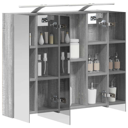 vidaXL Bathroom Mirror Cabinet with Door Grey Sonoma 80 x 14.5 x 70 cm