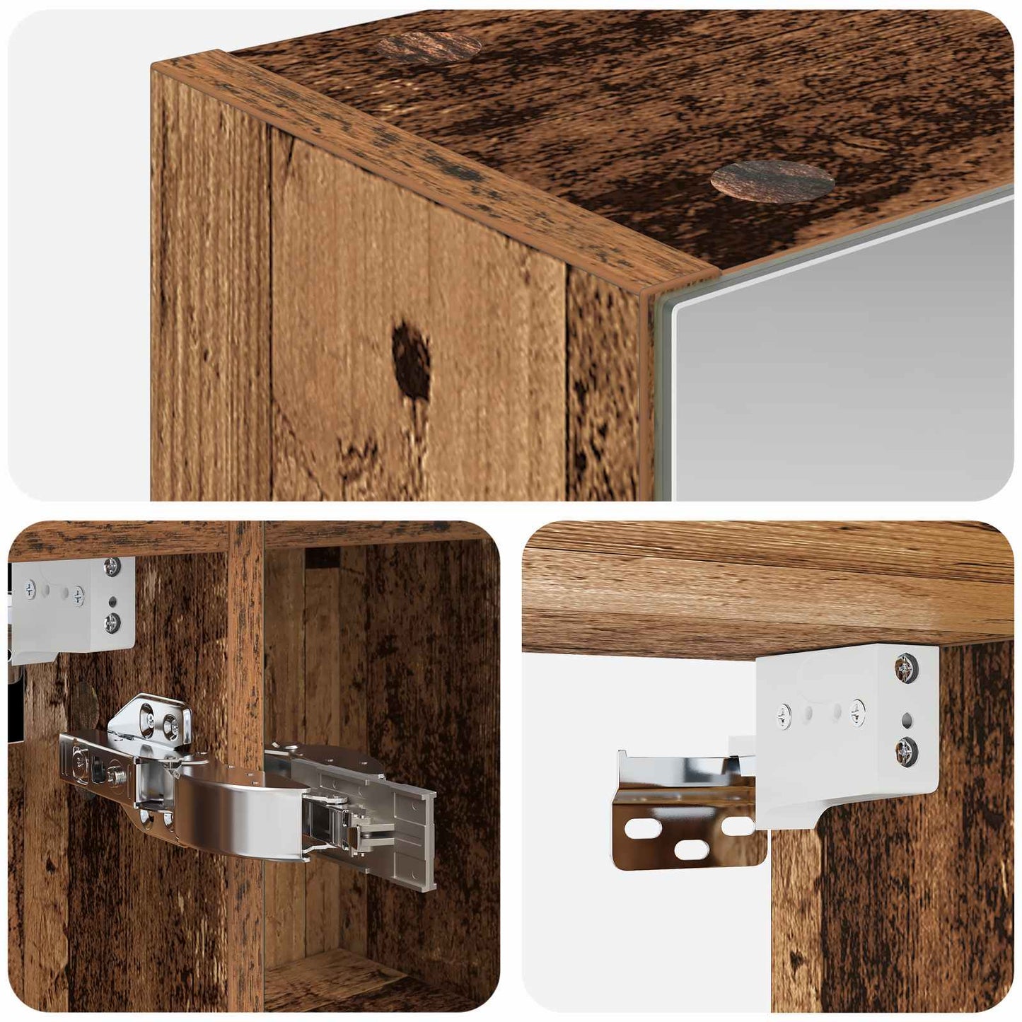 vidaXL Bathroom Mirror Cabinet with Shelf Old Wood 80 x 14.5 x 70 cm