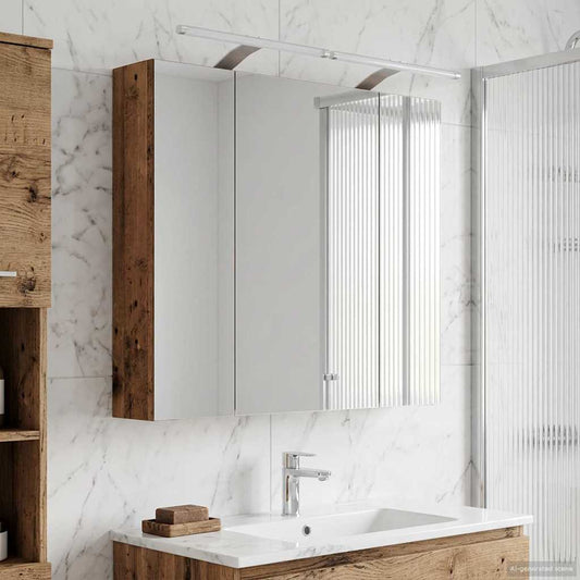 vidaXL Bathroom Mirror Cabinet with Shelf Old Wood 80 x 14.5 x 70 cm