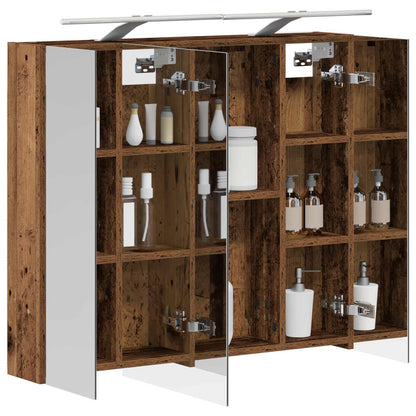 vidaXL Bathroom Mirror Cabinet with Shelf Old Wood 80 x 14.5 x 70 cm