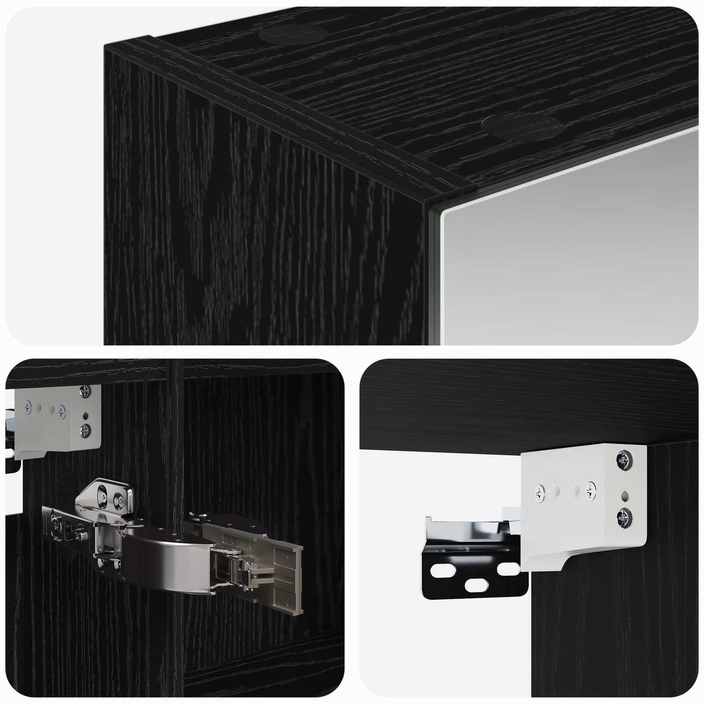 vidaXL Bathroom Mirror Cabinet with Shelf Black Oak 100 x 14.5 x 70 cm