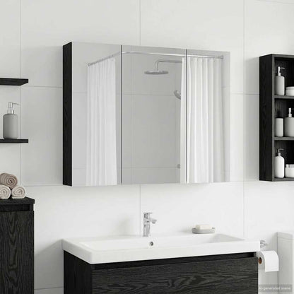 vidaXL Bathroom Mirror Cabinet with Shelf Black Oak 100 x 14.5 x 70 cm