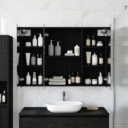 vidaXL Bathroom Mirror Cabinet with Shelf Black Oak 100 x 14.5 x 70 cm