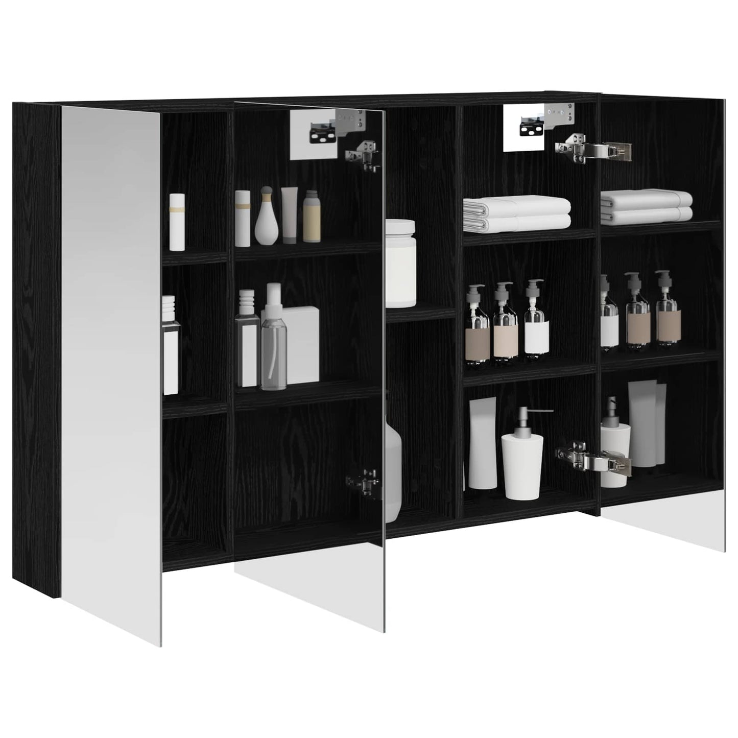 vidaXL Bathroom Mirror Cabinet with Shelf Black Oak 100 x 14.5 x 70 cm