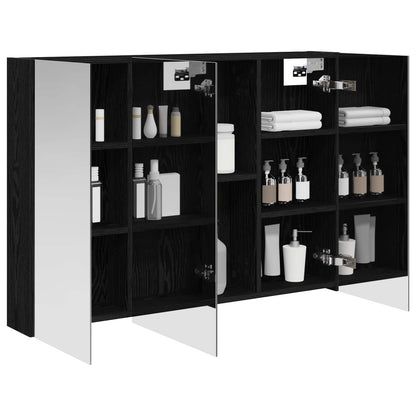 vidaXL Bathroom Mirror Cabinet with Shelf Black Oak 100 x 14.5 x 70 cm