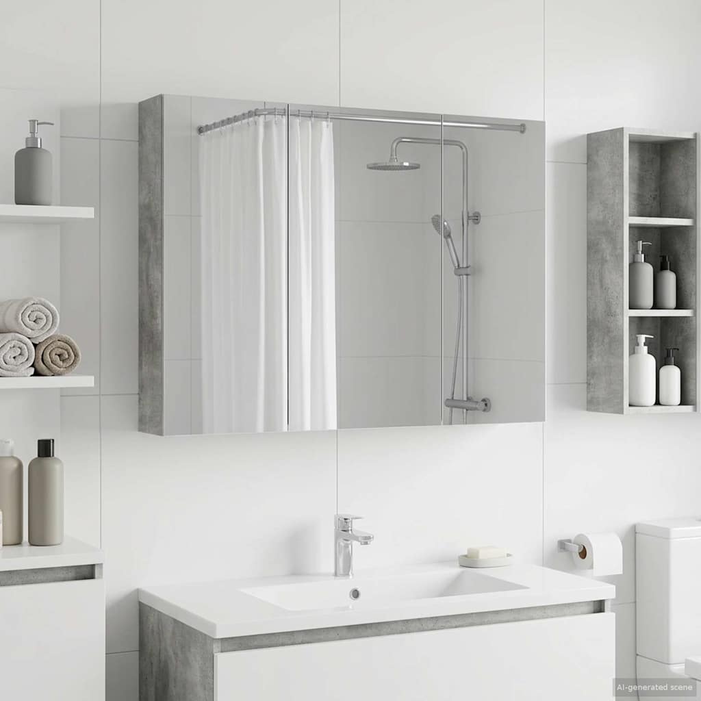 vidaXL Bathroom Mirror Cabinet Concrete Grey 100 x 14.5 x 70 cm