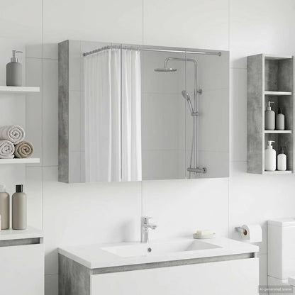 vidaXL Bathroom Mirror Cabinet Concrete Grey 100 x 14.5 x 70 cm
