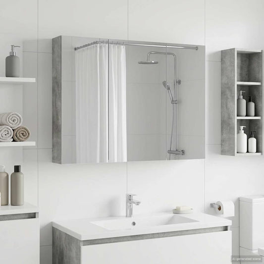vidaXL Bathroom Mirror Cabinet Concrete Grey 100 x 14.5 x 70 cm