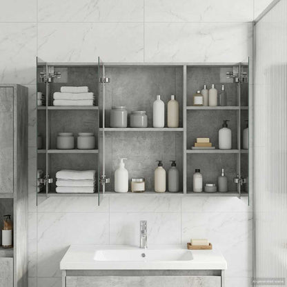 vidaXL Bathroom Mirror Cabinet Concrete Grey 100 x 14.5 x 70 cm
