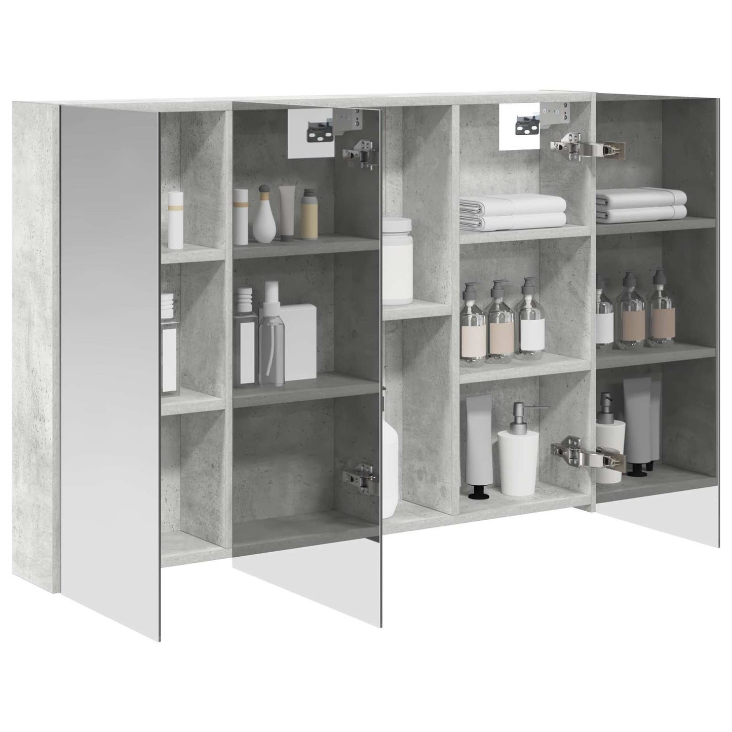 vidaXL Bathroom Mirror Cabinet Concrete Grey 100 x 14.5 x 70 cm