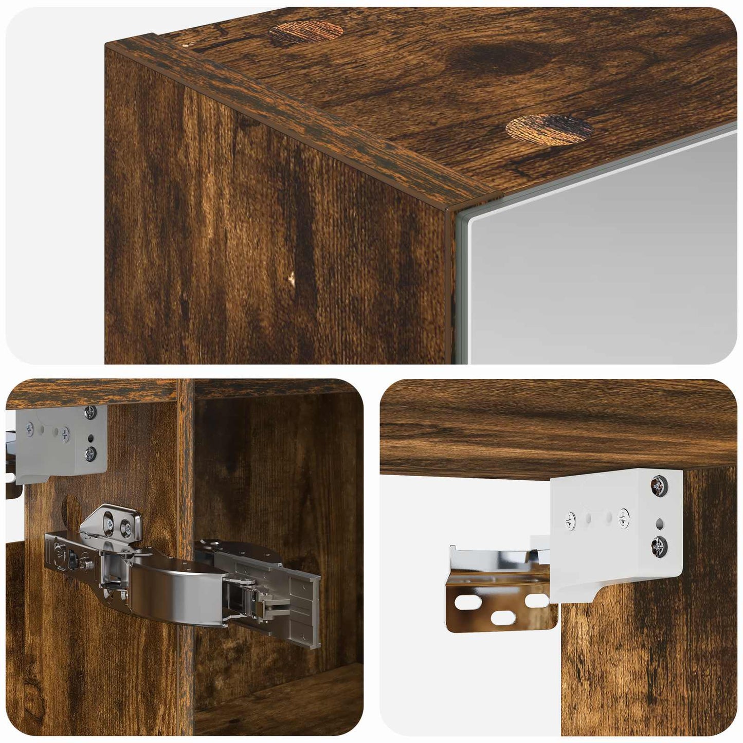 vidaXL Bathroom Mirror Cabinet with Door Smoked Oak 100 x 14.5 x 70 cm