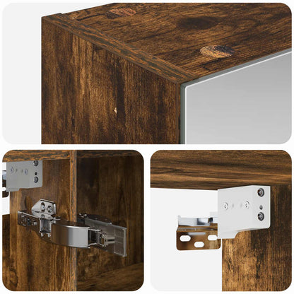 vidaXL Bathroom Mirror Cabinet with Door Smoked Oak 100 x 14.5 x 70 cm