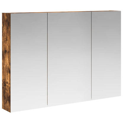vidaXL Bathroom Mirror Cabinet with Door Smoked Oak 100 x 14.5 x 70 cm