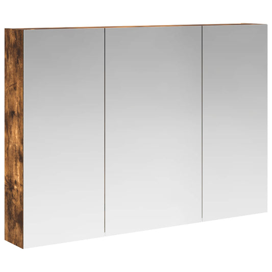 vidaXL Bathroom Mirror Cabinet with Door Smoked Oak 100 x 14.5 x 70 cm