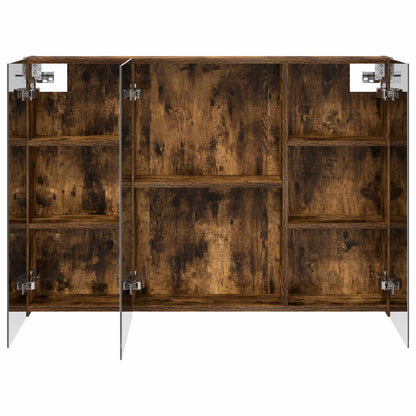vidaXL Bathroom Mirror Cabinet with Door Smoked Oak 100 x 14.5 x 70 cm
