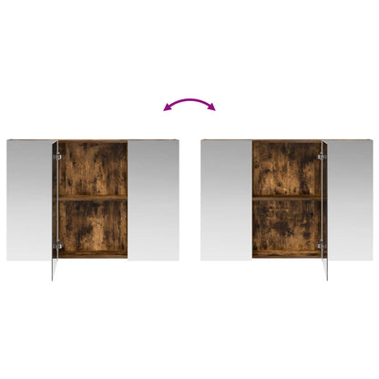 vidaXL Bathroom Mirror Cabinet with Door Smoked Oak 100 x 14.5 x 70 cm