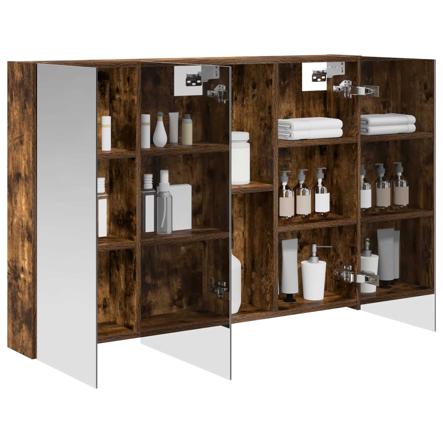 vidaXL Bathroom Mirror Cabinet with Door Smoked Oak 100 x 14.5 x 70 cm
