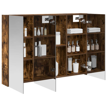 vidaXL Bathroom Mirror Cabinet with Door Smoked Oak 100 x 14.5 x 70 cm