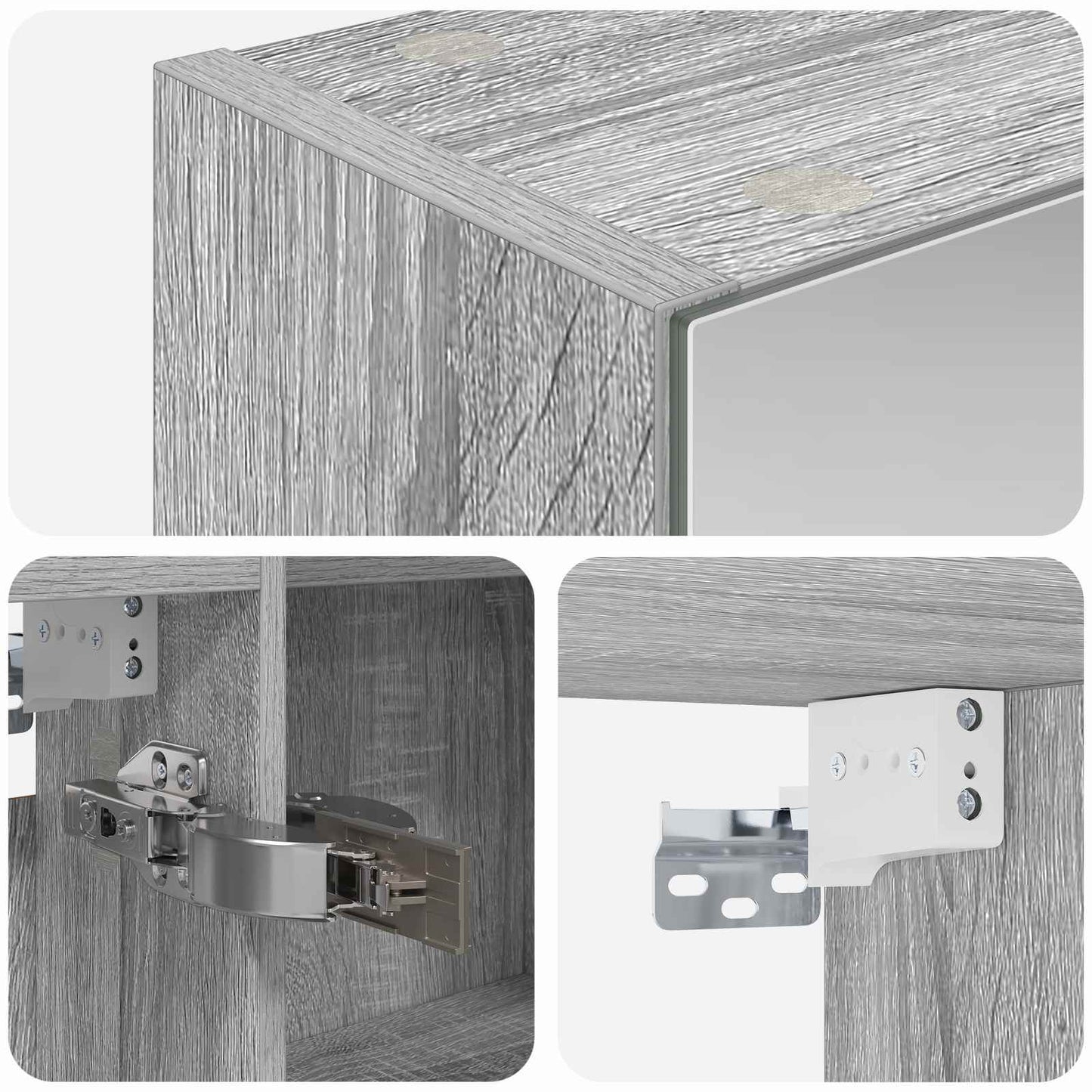 vidaXL Bathroom Mirror Cabinet Grey Sonoma 100 x 14.5 x 70 cm