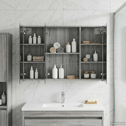 vidaXL Bathroom Mirror Cabinet Grey Sonoma 100 x 14.5 x 70 cm