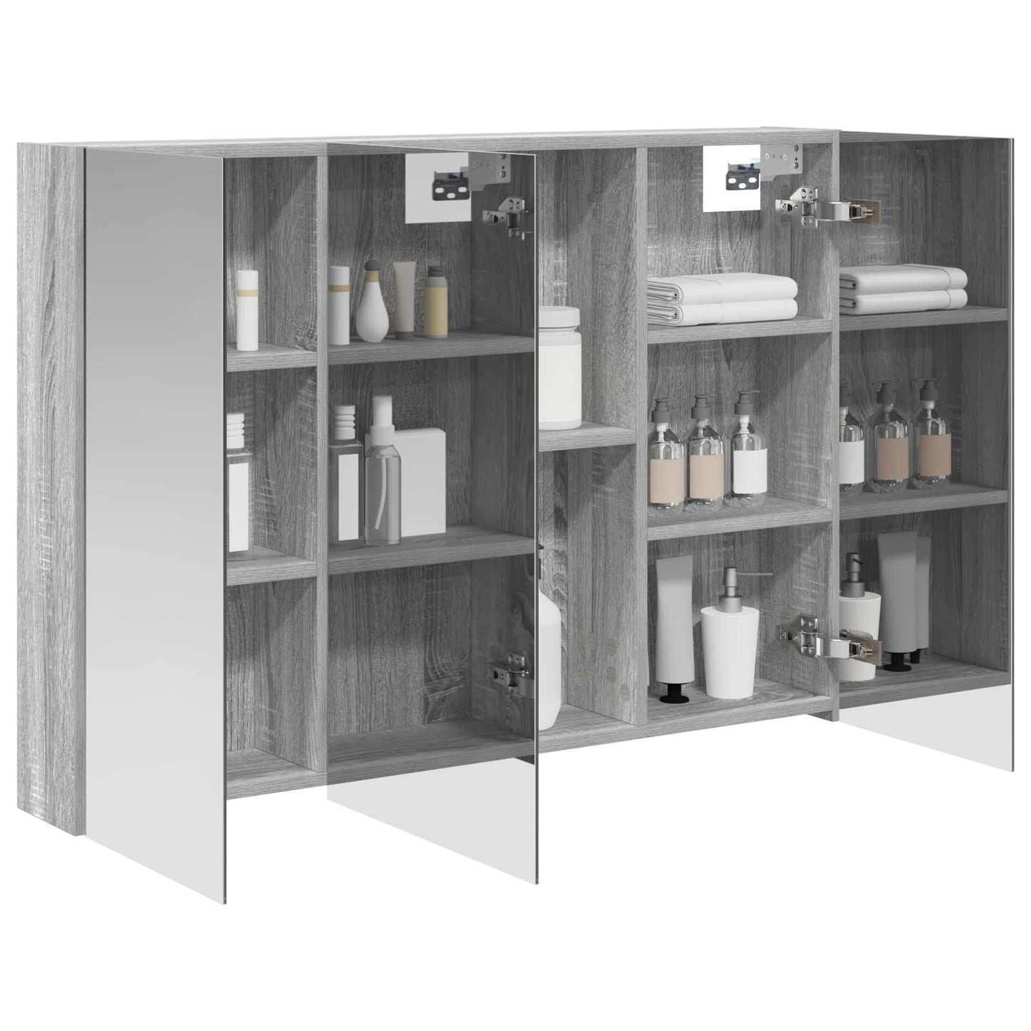 vidaXL Bathroom Mirror Cabinet Grey Sonoma 100 x 14.5 x 70 cm