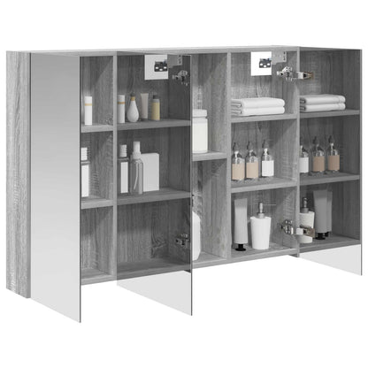 vidaXL Bathroom Mirror Cabinet Grey Sonoma 100 x 14.5 x 70 cm