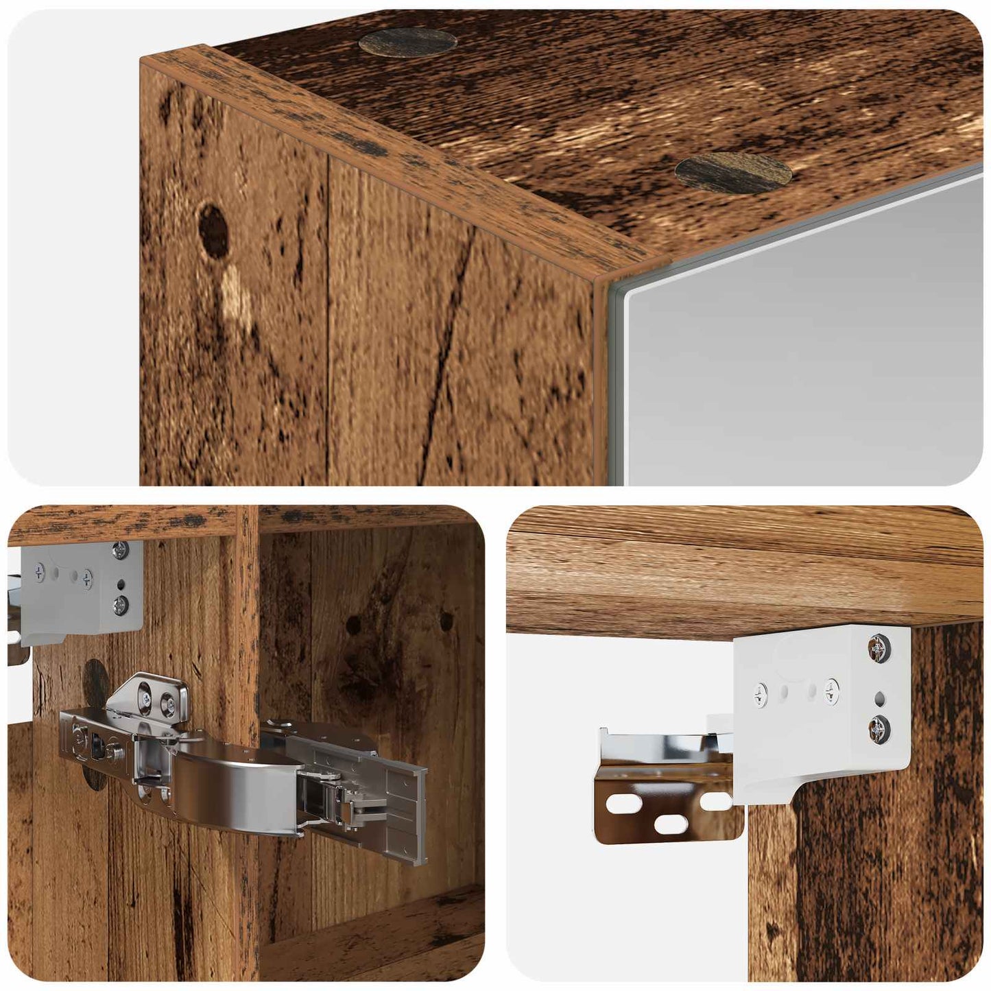 vidaXL Bathroom Mirror Cabinet with Shelf Old Wood 100 x 14.5 x 70 cm