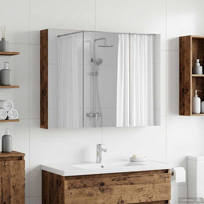vidaXL Bathroom Mirror Cabinet with Shelf Old Wood 100 x 14.5 x 70 cm