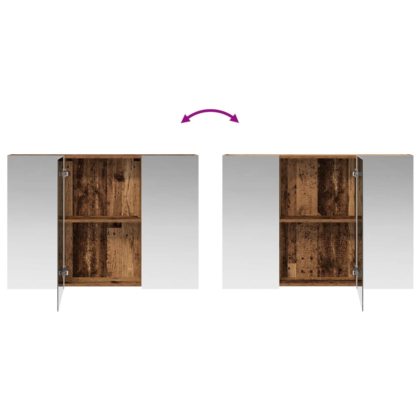vidaXL Bathroom Mirror Cabinet with Shelf Old Wood 100 x 14.5 x 70 cm