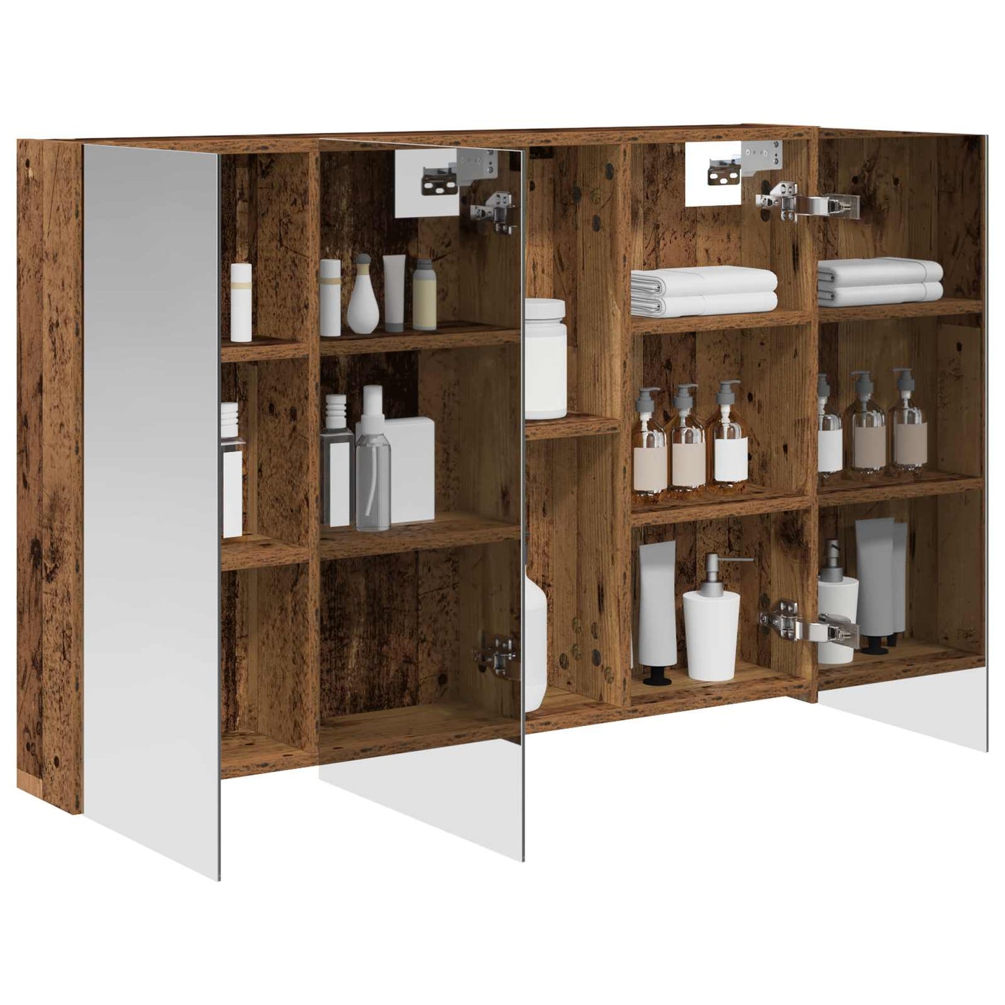 vidaXL Bathroom Mirror Cabinet with Shelf Old Wood 100 x 14.5 x 70 cm