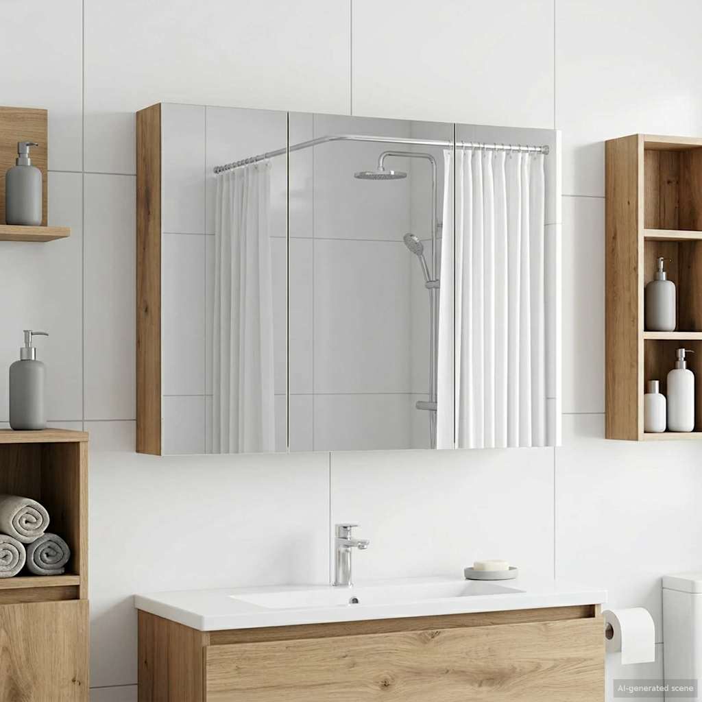 vidaXL Bathroom Mirror Cabinet Artisian Oak 100 x 14.5 x 70 cm