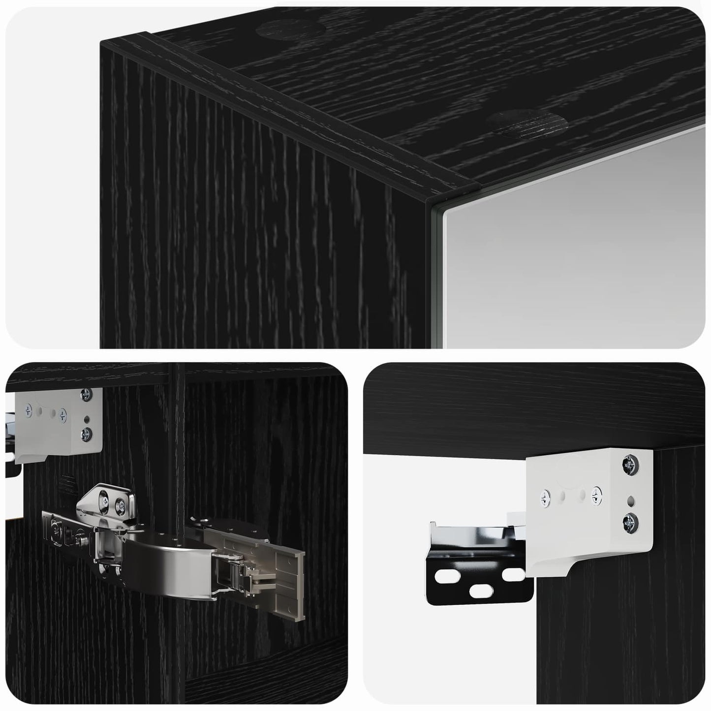 vidaXL Bathroom Mirror Cabinet with Shelf Black Oak 100 x 14.5 x 70 cm
