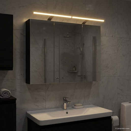 vidaXL Bathroom Mirror Cabinet with Shelf Black Oak 100 x 14.5 x 70 cm