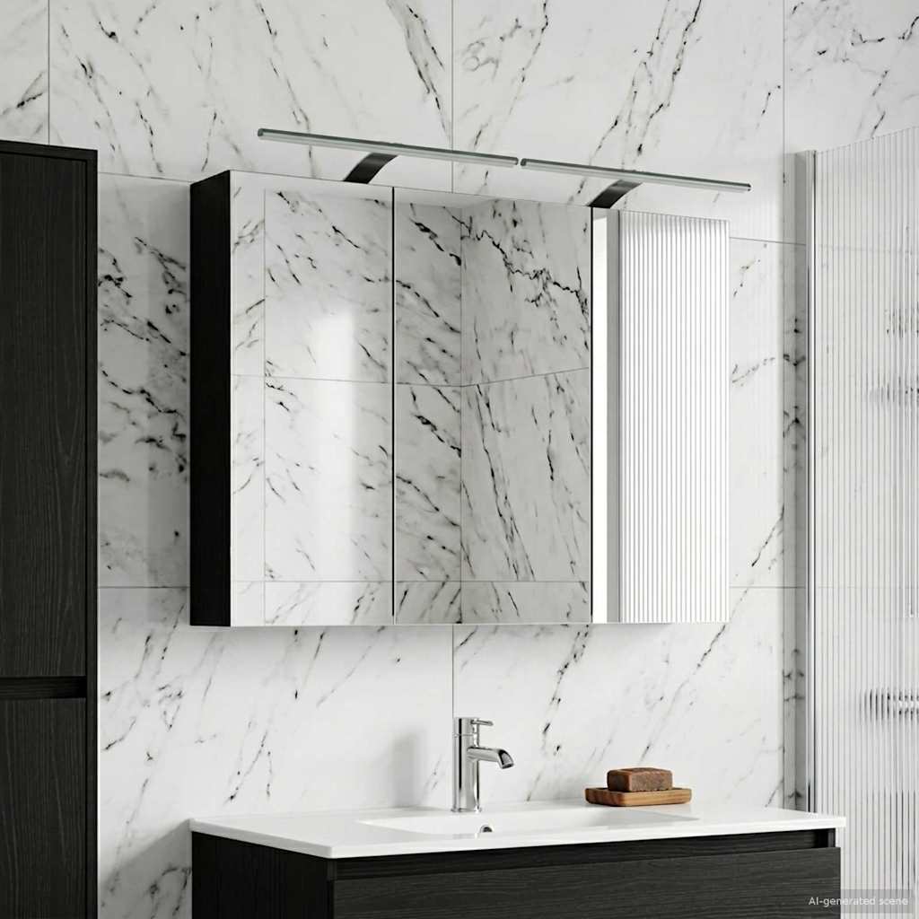 vidaXL Bathroom Mirror Cabinet with Shelf Black Oak 100 x 14.5 x 70 cm