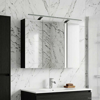 vidaXL Bathroom Mirror Cabinet with Shelf Black Oak 100 x 14.5 x 70 cm