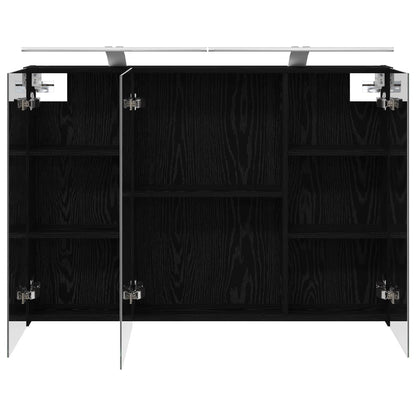 vidaXL Bathroom Mirror Cabinet with Shelf Black Oak 100 x 14.5 x 70 cm