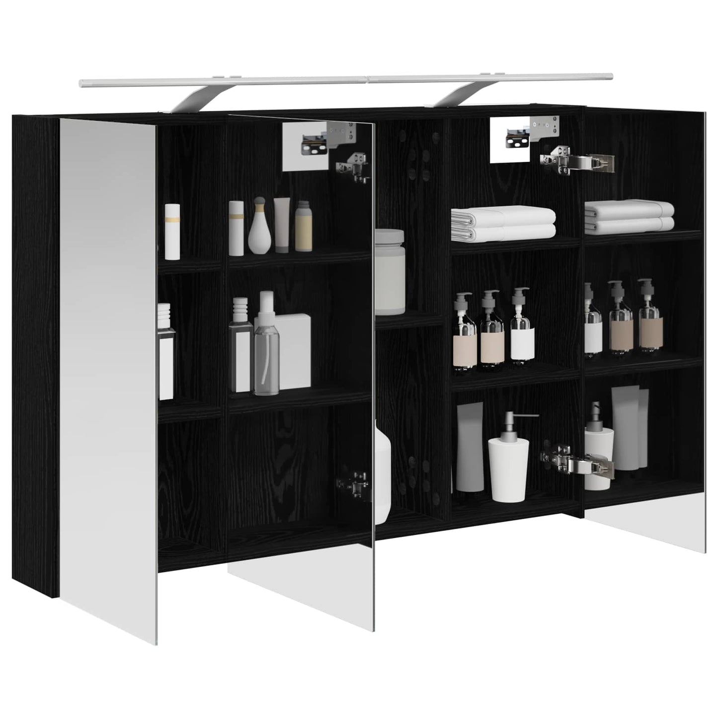 vidaXL Bathroom Mirror Cabinet with Shelf Black Oak 100 x 14.5 x 70 cm