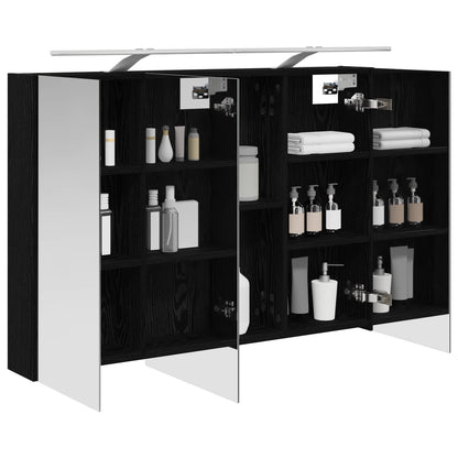 vidaXL Bathroom Mirror Cabinet with Shelf Black Oak 100 x 14.5 x 70 cm