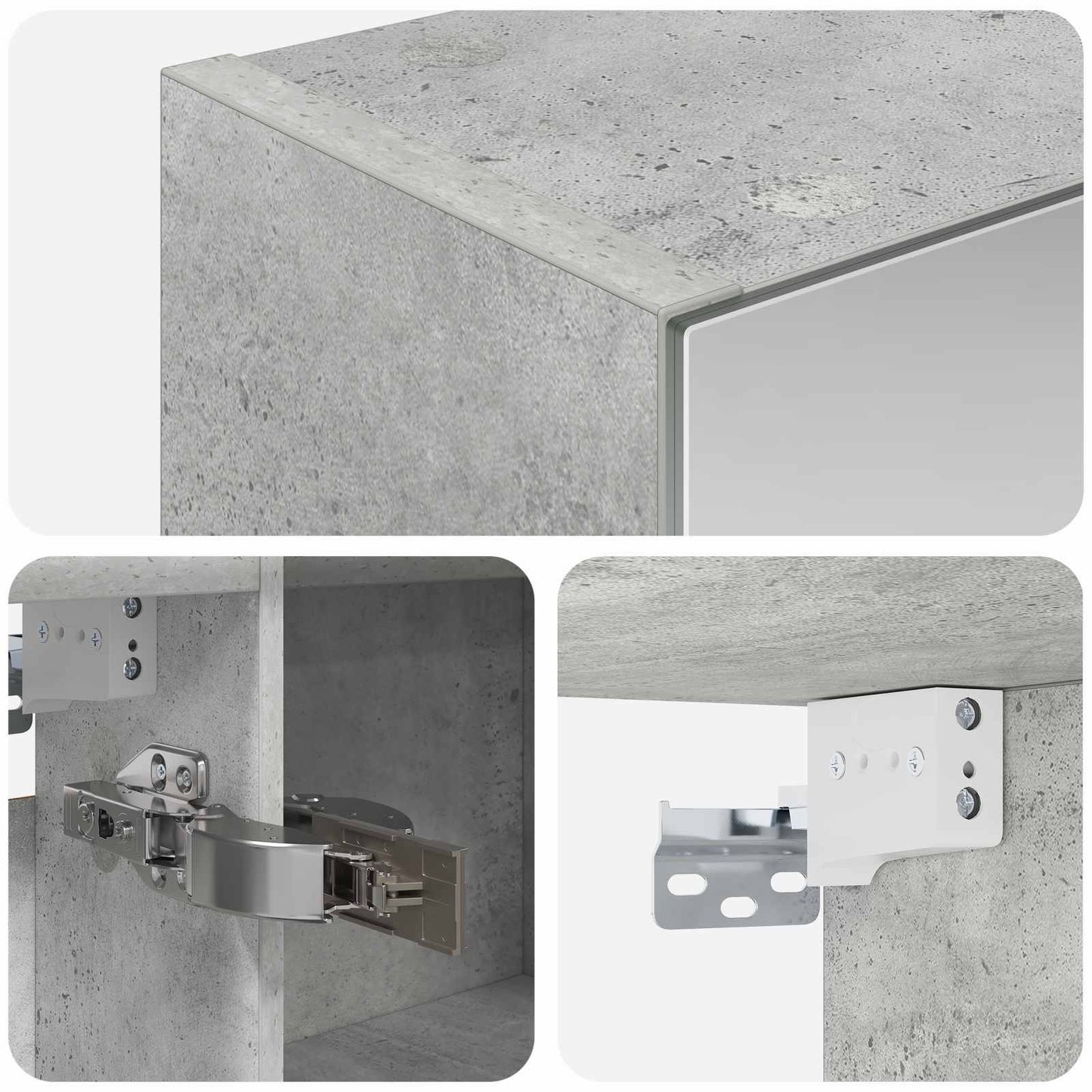 vidaXL Bathroom Mirror Cabinet Concrete Grey 100 x 14.5 x 70 cm