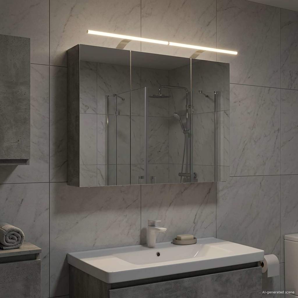 vidaXL Bathroom Mirror Cabinet Concrete Grey 100 x 14.5 x 70 cm