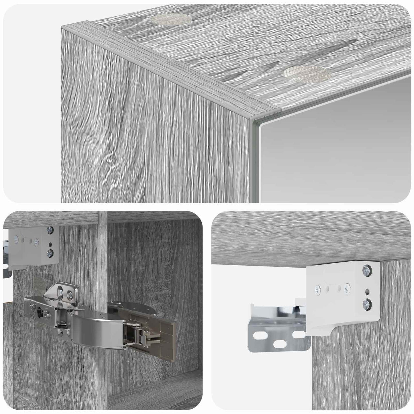 vidaXL Bathroom Mirror Cabinet Grey Sonoma 100 x 14.5 x 70 cm