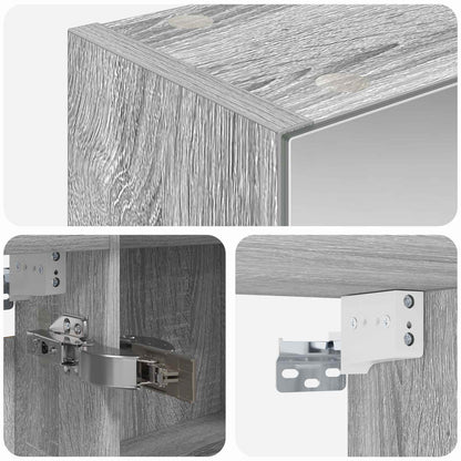 vidaXL Bathroom Mirror Cabinet Grey Sonoma 100 x 14.5 x 70 cm