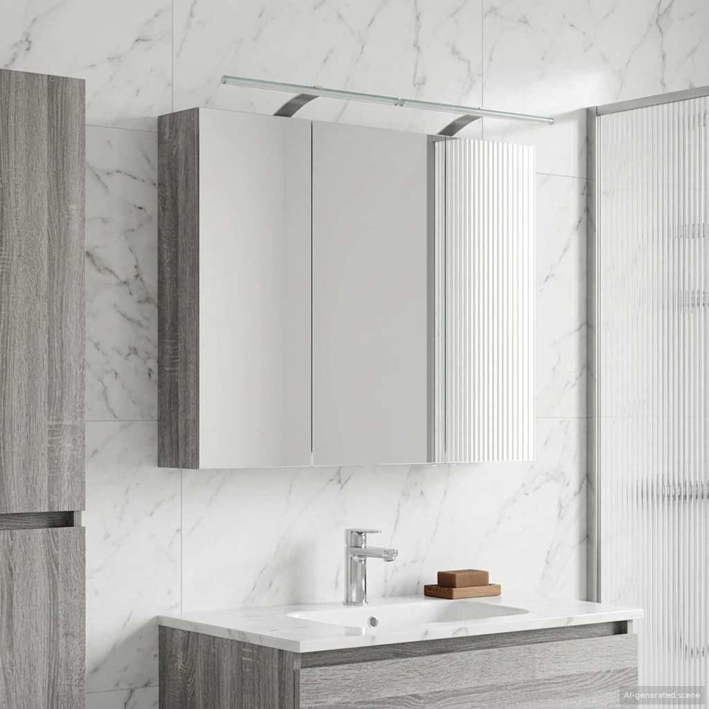 vidaXL Bathroom Mirror Cabinet Grey Sonoma 100 x 14.5 x 70 cm