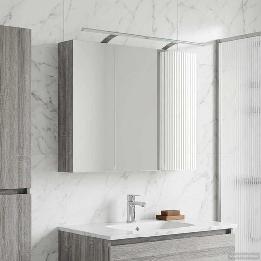 vidaXL Bathroom Mirror Cabinet Grey Sonoma 100 x 14.5 x 70 cm