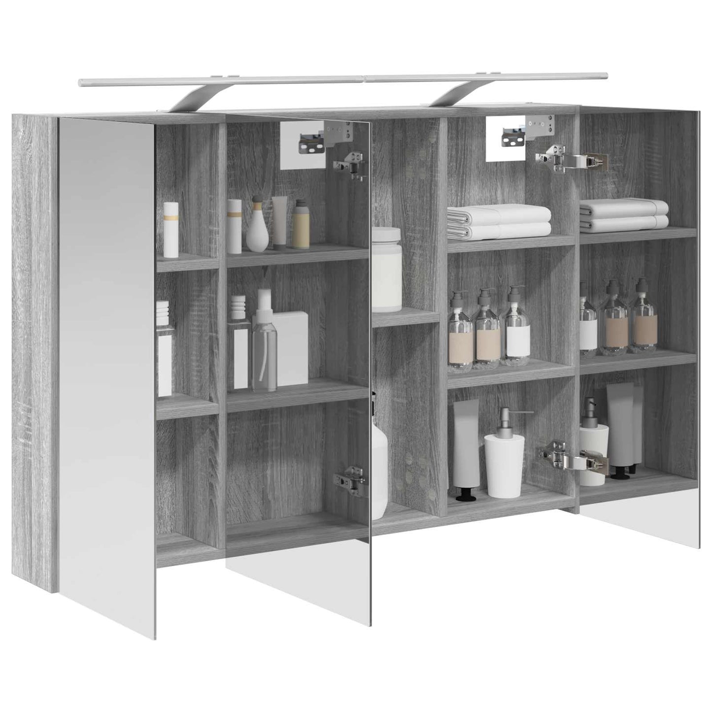 vidaXL Bathroom Mirror Cabinet Grey Sonoma 100 x 14.5 x 70 cm