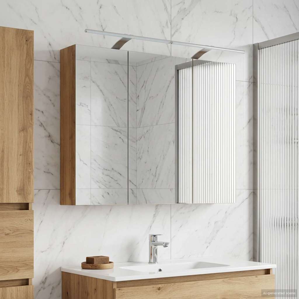 vidaXL Bathroom Mirror Cabinet Artisian Oak 100 x 14.5 x 70 cm